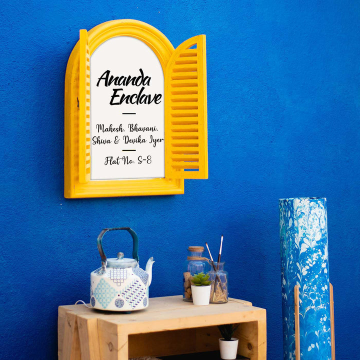 16x22 in | Arched Vintage Window Personalised Distress Finish Pine Wood Nameplate