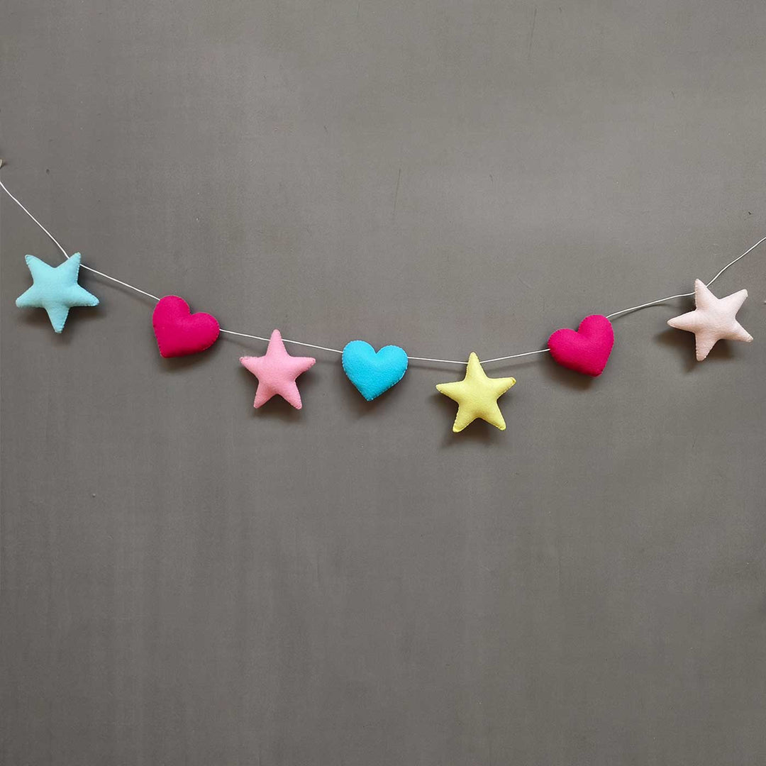 Handmade Stars & Hearts Theme Felt Bunting For Kids