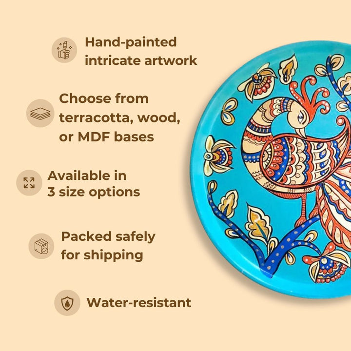 Kalamkari Fusion Peacock Wall Plate