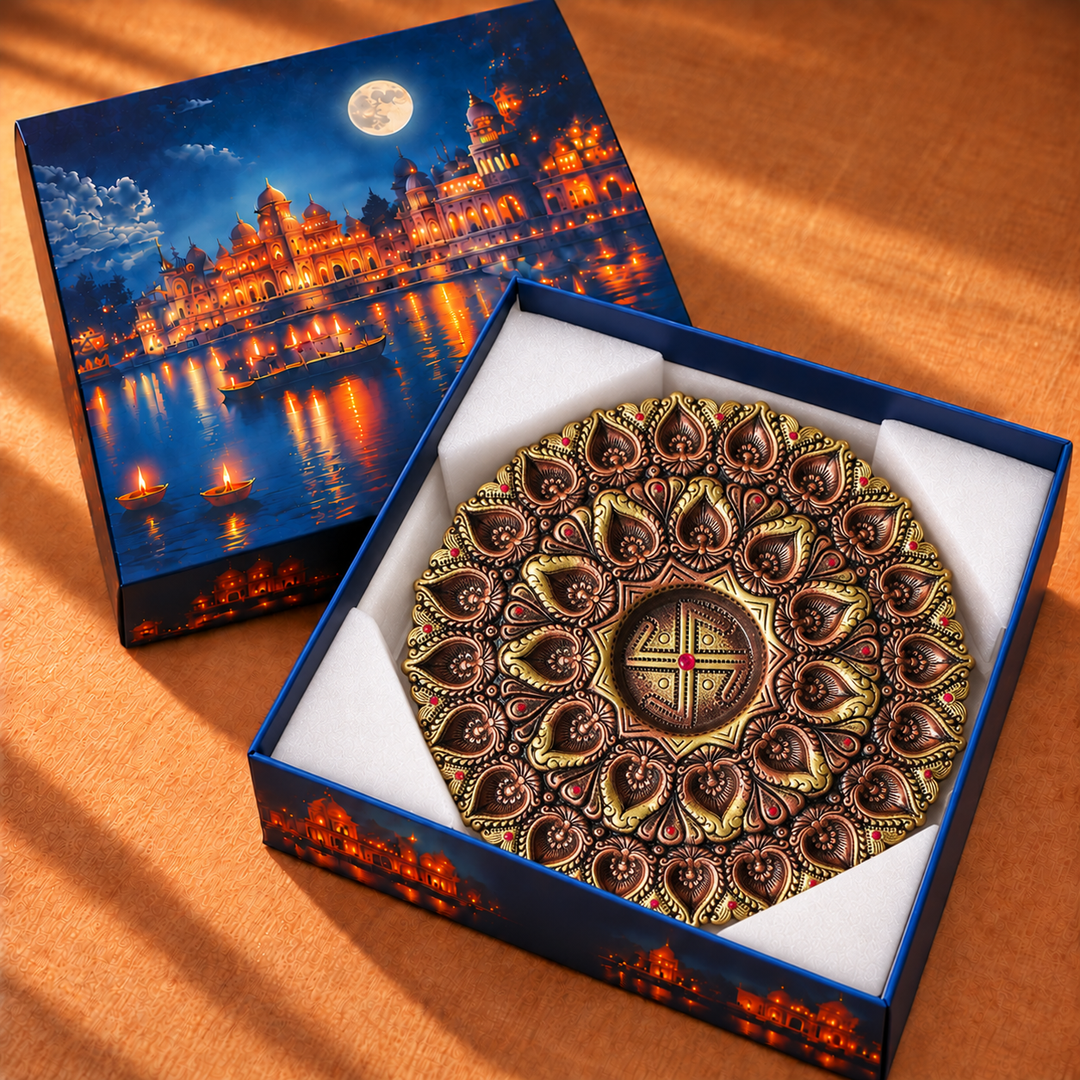 Handmade Large Decorative 31 Terracotta Diya & Urli Platter | 16 inch