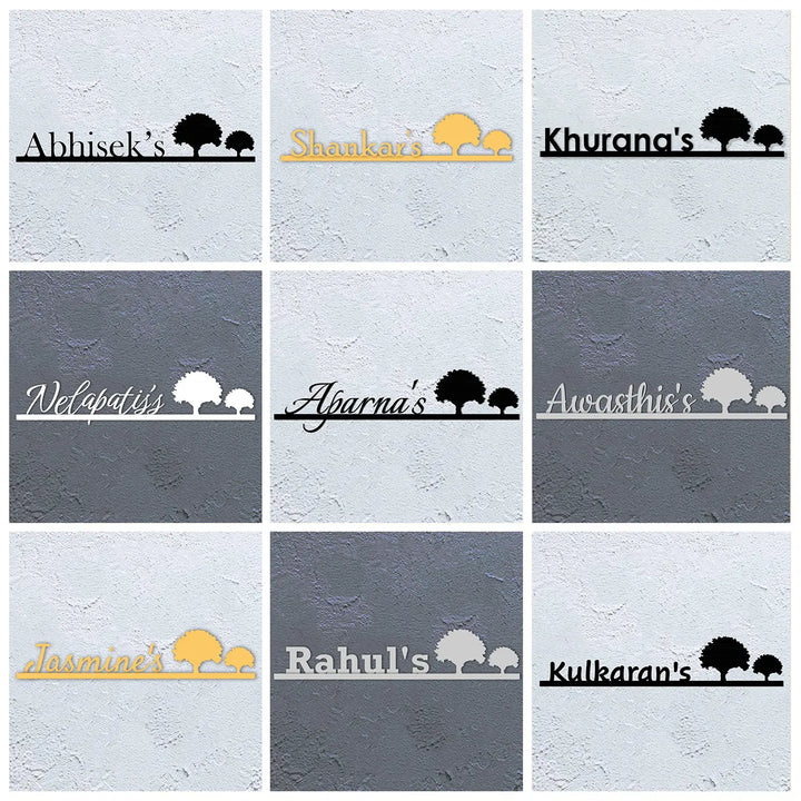 Personalized Laser Cut Tree Theme Steel Name Plate