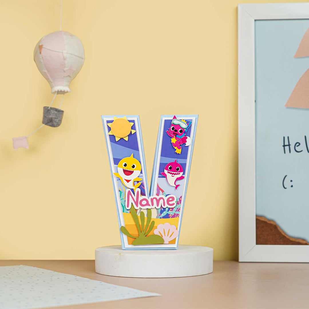 Personalized Printed Baby Shark 3D Cardstock Monogram For Kids - Name Personalization Example
