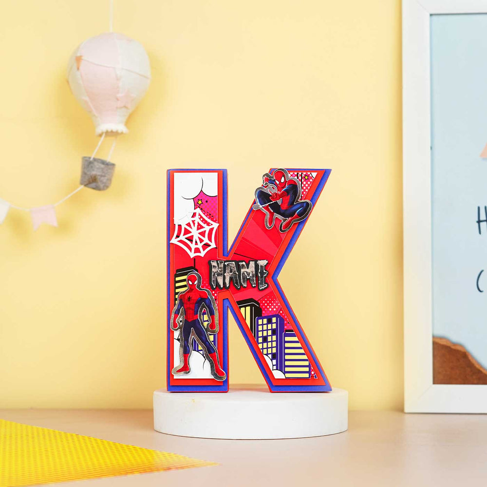 Personalized Printed Spiderman 3D Cardstock Monogram For Kids - Name Personalization Example Standing