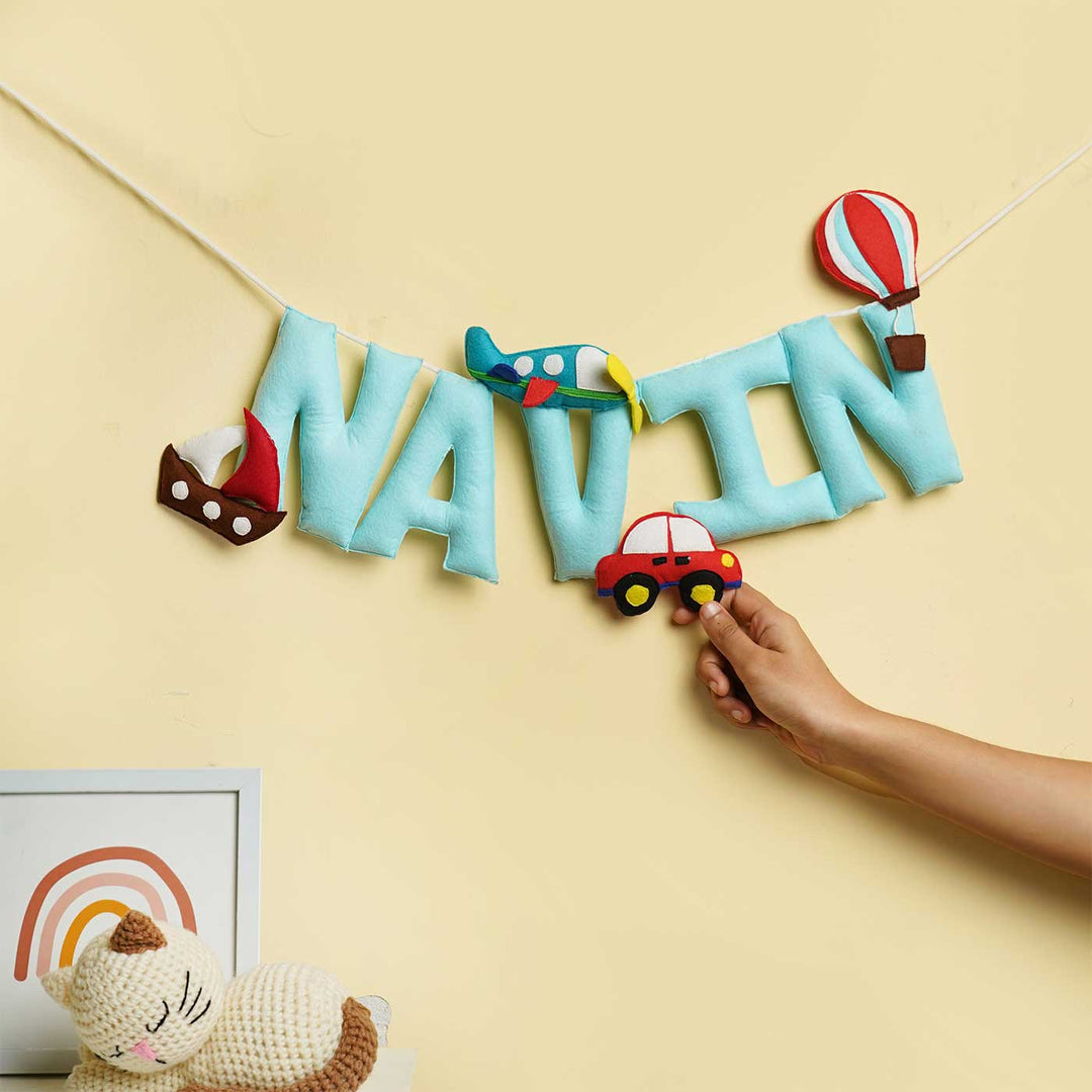 Personalized Handmade Transport Theme Felt Kids Bunting - Name Personalization Hanging Display