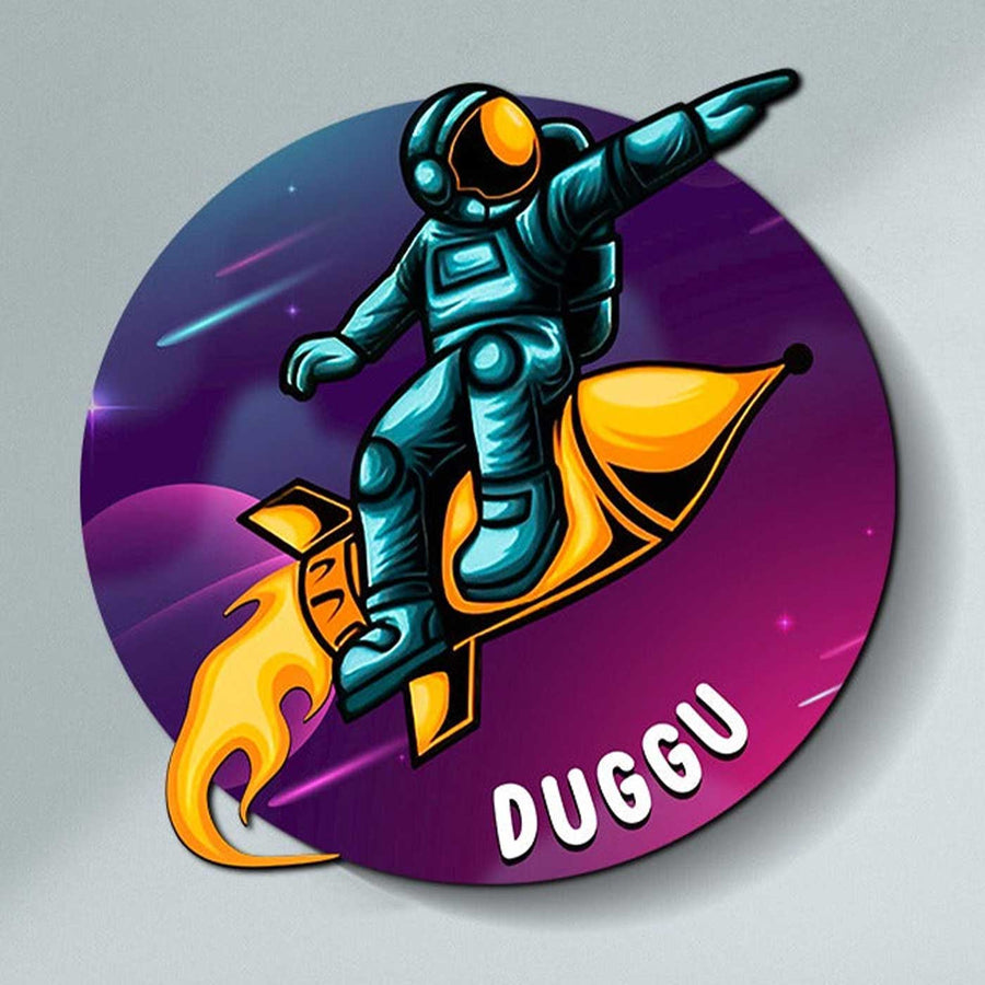 Personalised Astronaut Space Themed 3D Nameplate For Kids - Front View with Name Personalization