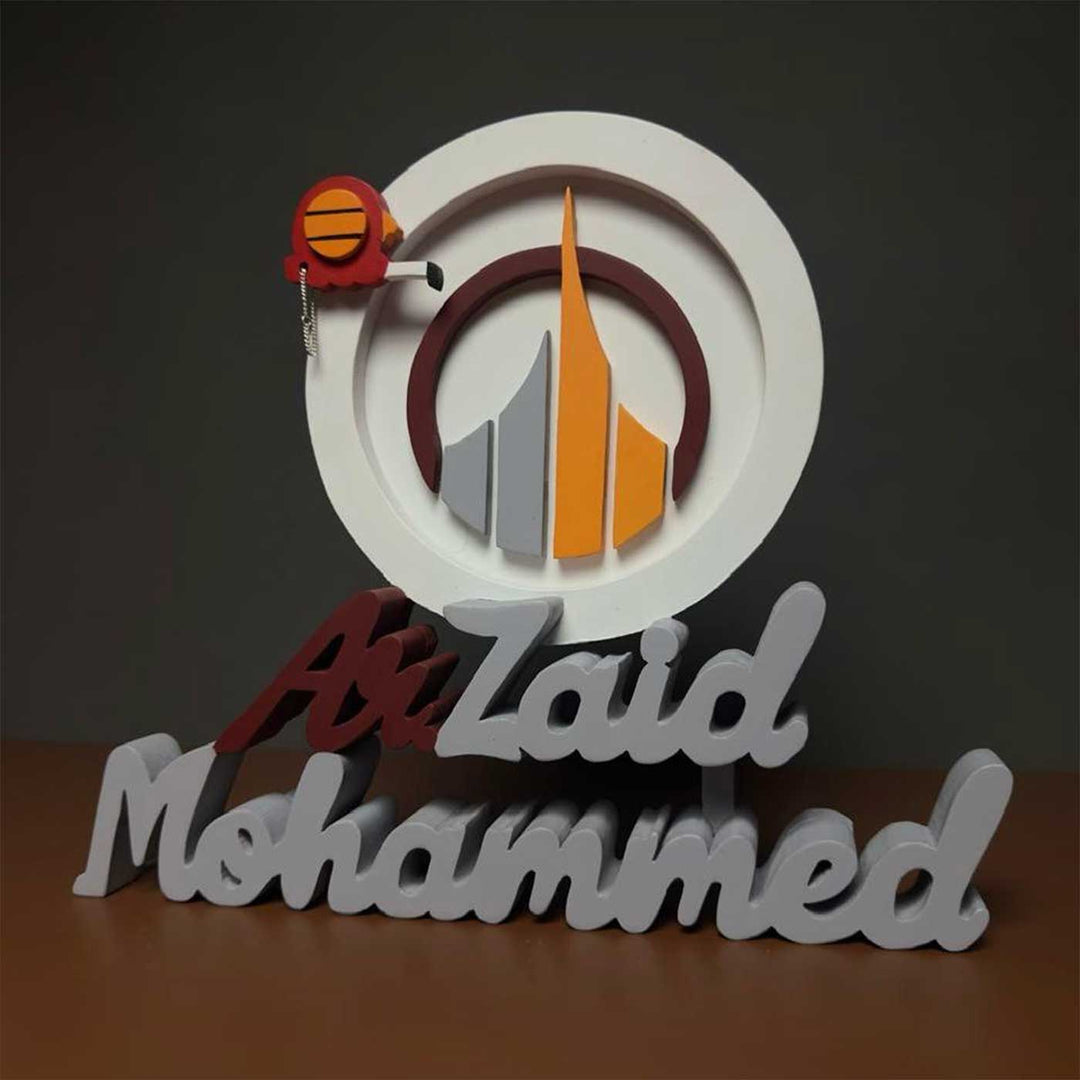 Personalized Architects Mdf Wood Desk Name Plate - Front View with Name Personalization