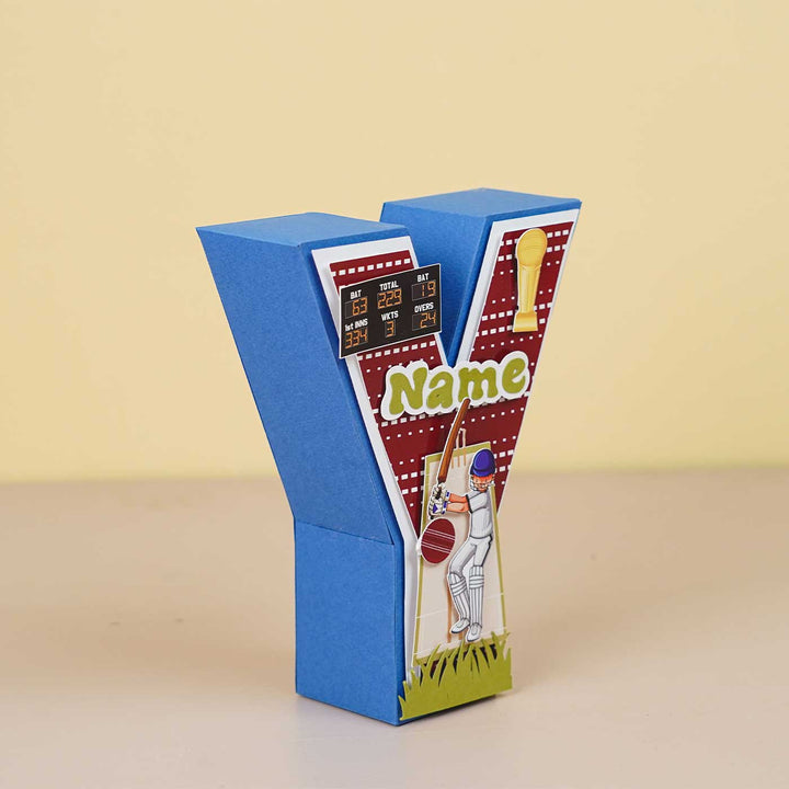Personalized Printed Cricket 3D Cardstock Monogram For Kids - Angled Front View Showing Depth