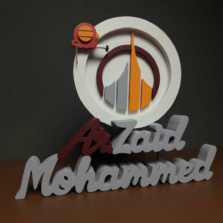 Personalized Architects Mdf Wood Desk Name Plate - Front View on Table Surface