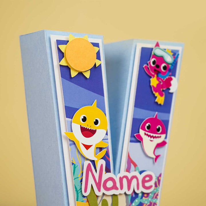 Personalized Printed Baby Shark 3D Cardstock Monogram For Kids - Box Packaging Display with Personalization
