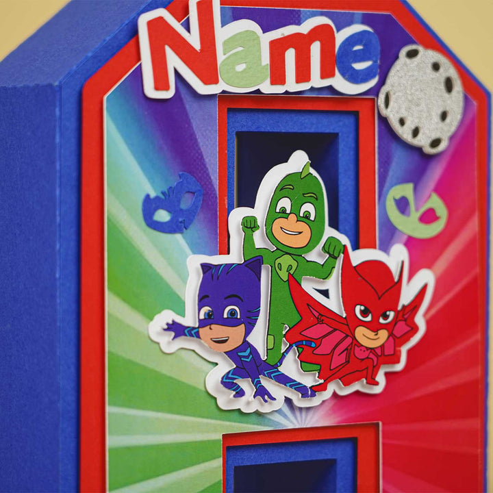 Personalized Printed Pj Masks 3D Cardstock Monogram For Kids - Name Personalization Example Close-up