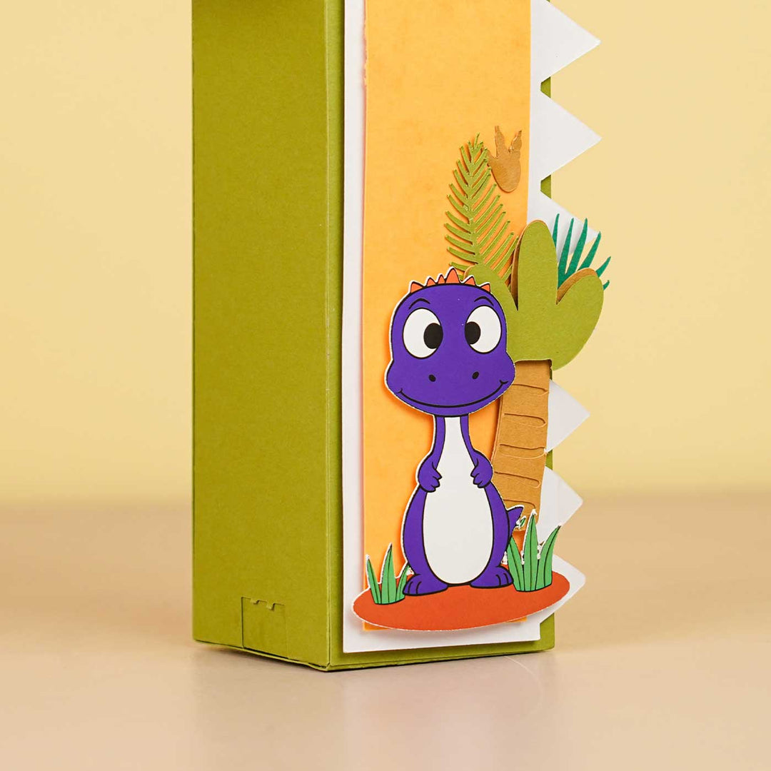 Personalized Printed Dinosaur Theme For Boy Cardstock Monogram - Box Packaging Display Side View