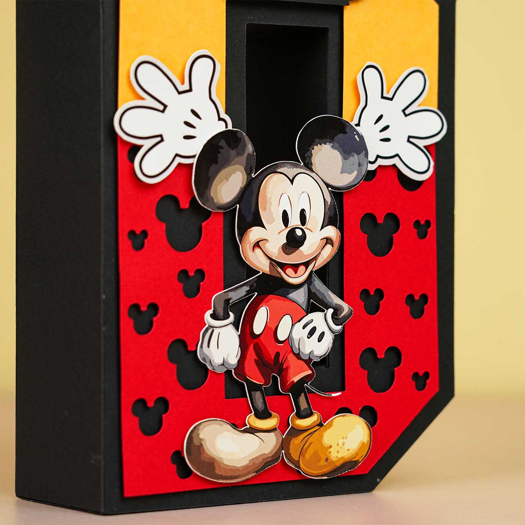 Personalized Printed Mickey 3D Cardstock Monogram For Kids - Front View Showing 3D Design