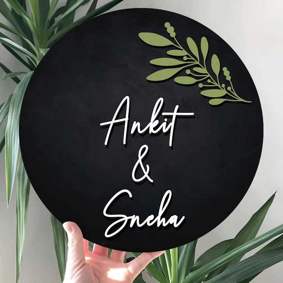 Minimalist Black 3D Printed Nameplate For Couples And Family - Name Personalization Example Held by Hand