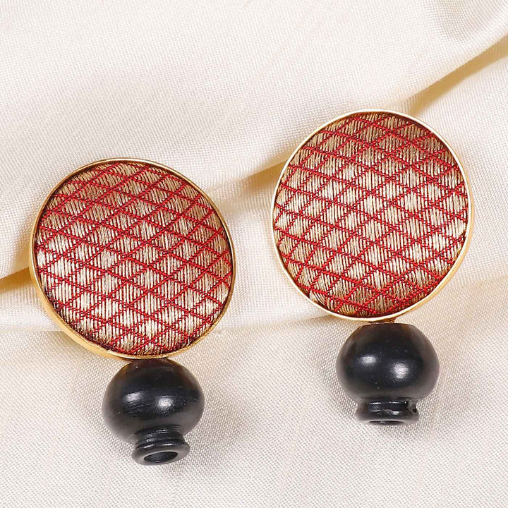 Contemporary Handmade Big Round Zari Brass Earrings | 22K Gold Plated