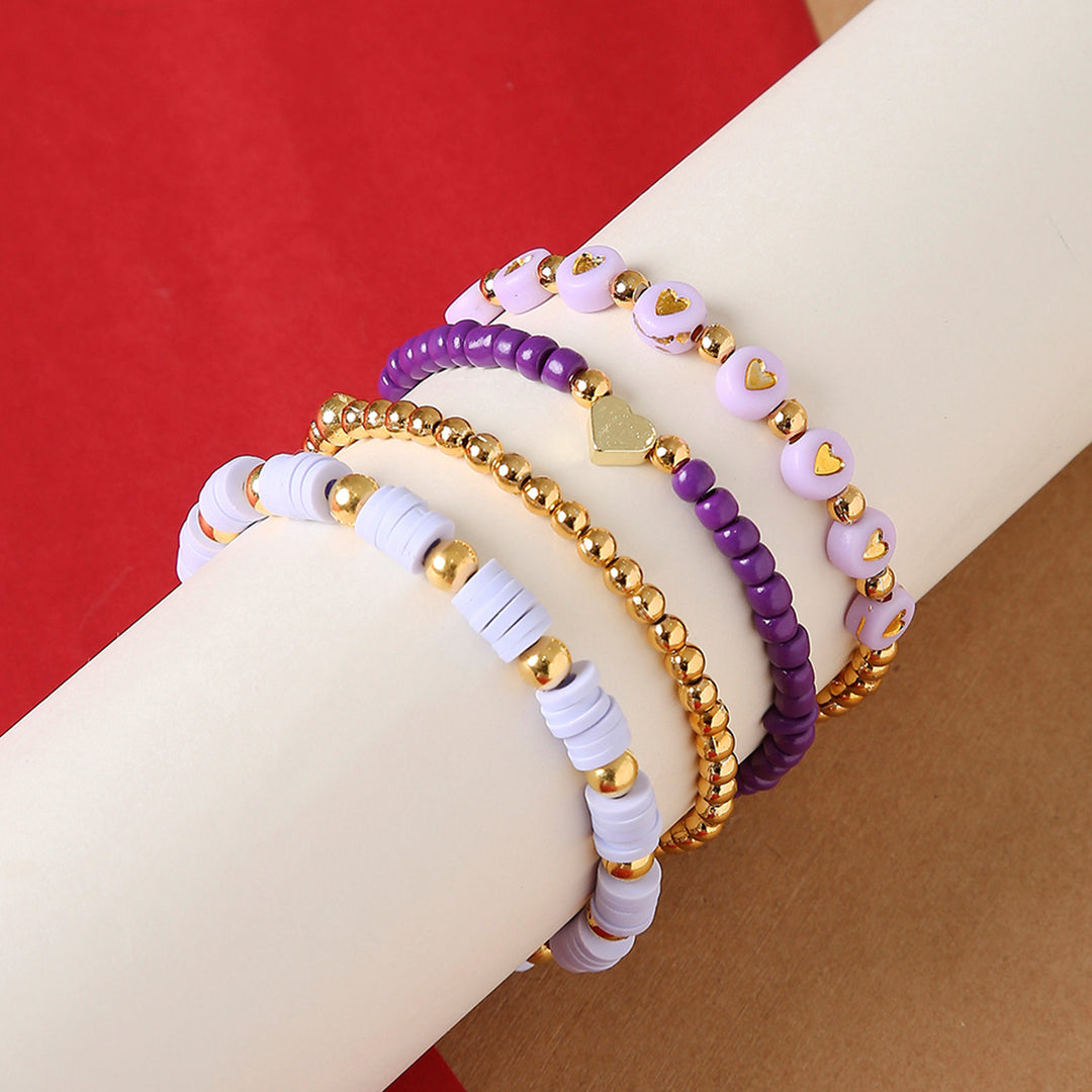 4 Pc | Lavender Haze Stackable Clay Beaded Bracelet For Girls
