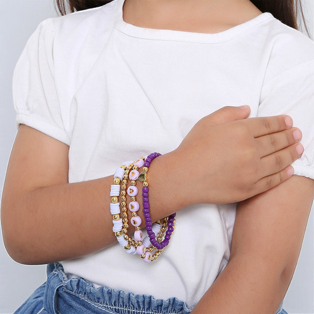 4 Pc | Lavender Haze Stackable Clay Beaded Bracelet For Girls