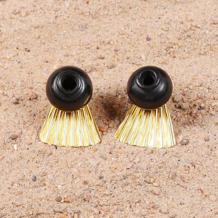 Modern Handmade Minimal Pot And Draping Design Brass Earrings | 22K Gold Plated