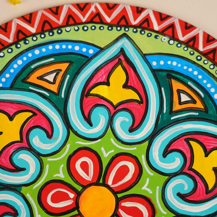 Hand-Painted Round Mandala Rangoli