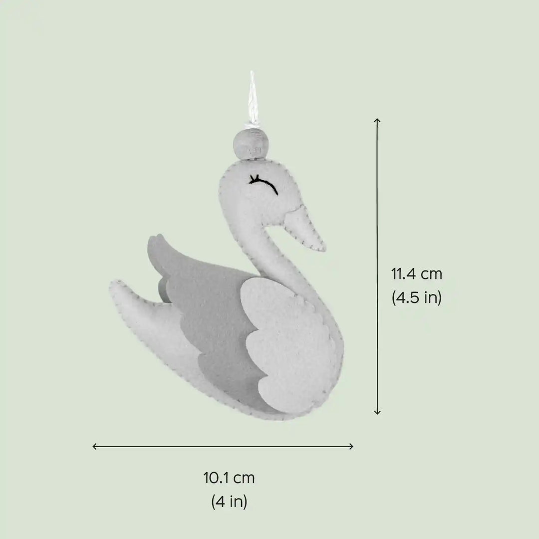 2 Pc | Handmade Pink Swan Felt Hangings For Kids