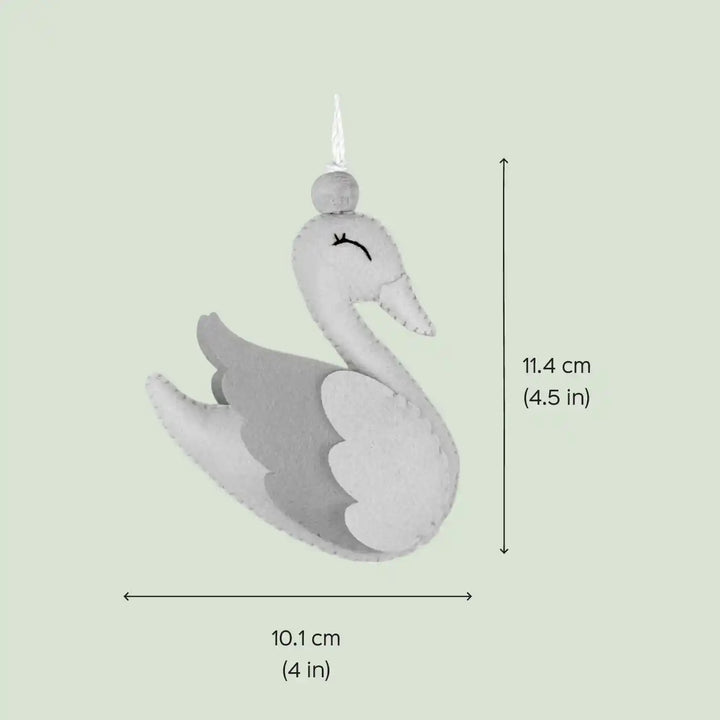 2 Pc | Handmade Pink Swan Felt Hangings For Kids