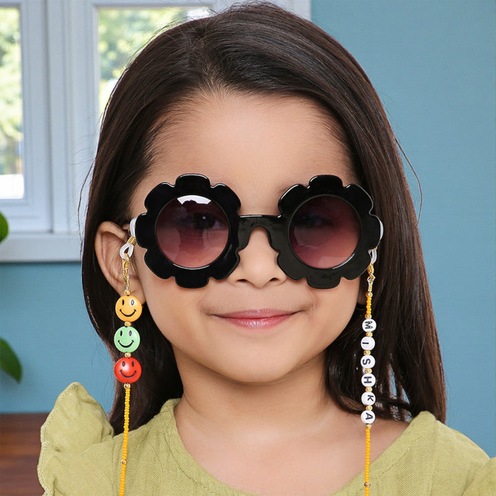 Personalized Beaded Smiley Orange Spectacle/Eye Glass Chain For Kids