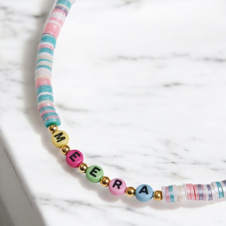 2 Pc | Personalized Beaded Necklace & Bracelet Set For Girls