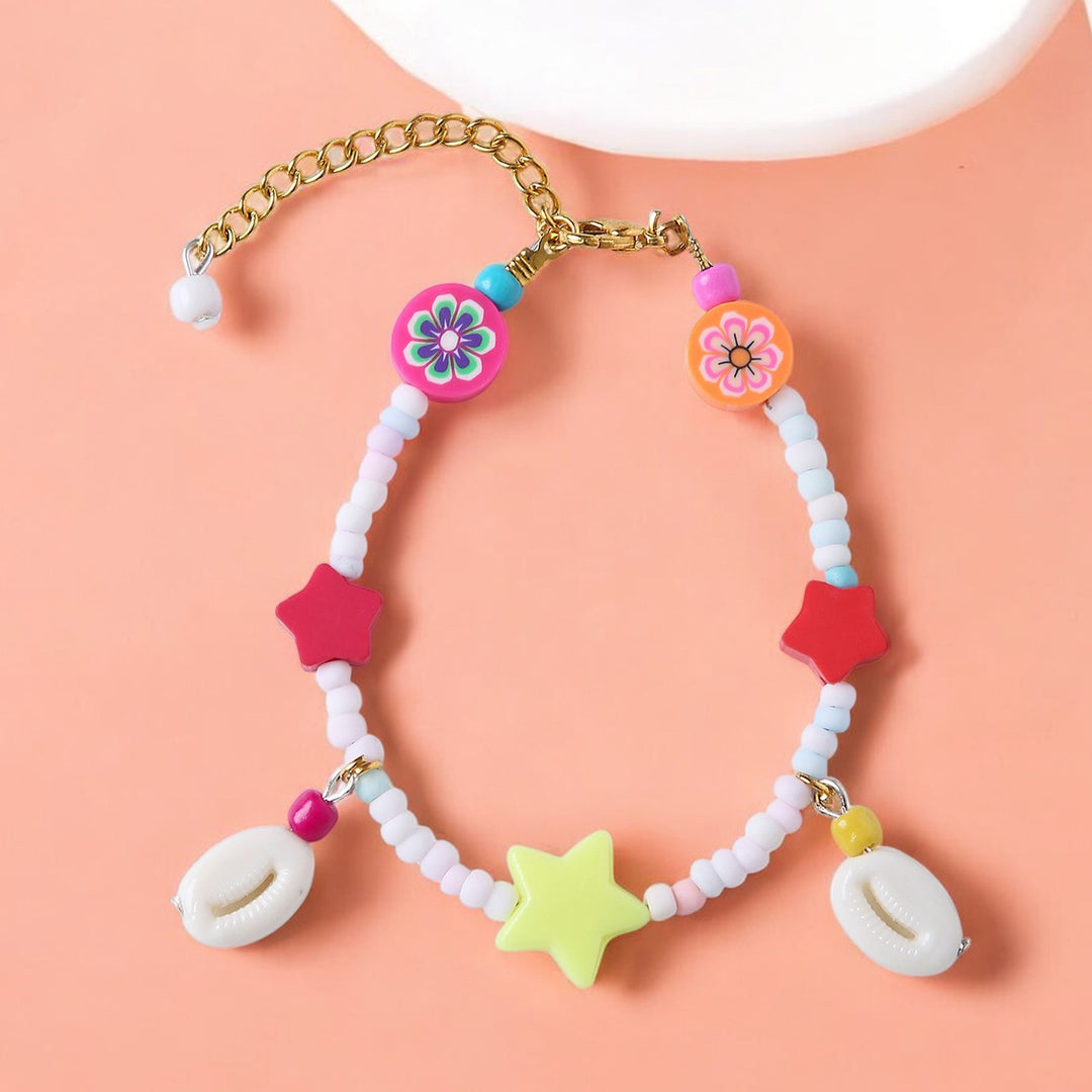 2 Pc | Boho Beaded Shell Necklace & Bracelet Set For Girls