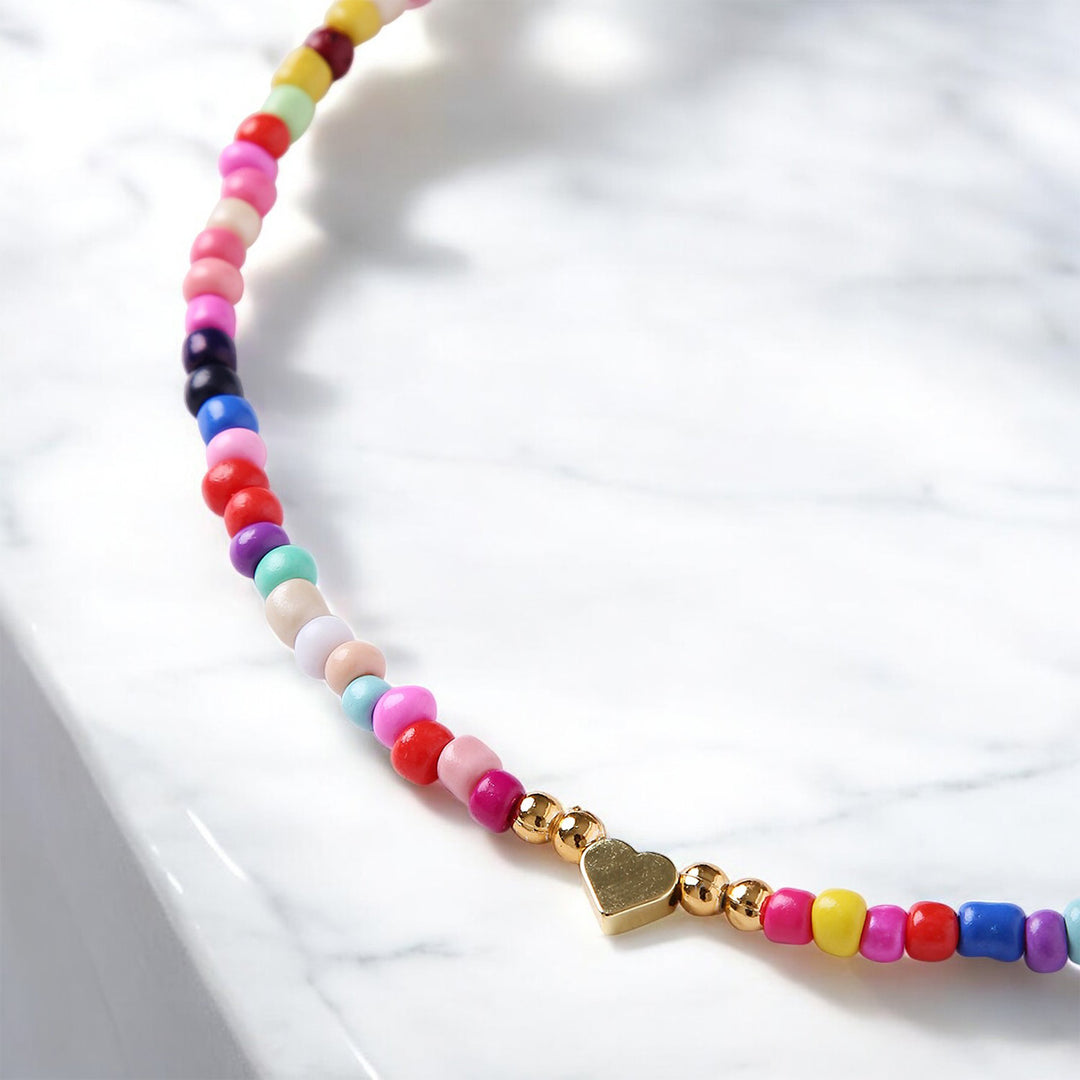 2 Pc | Personalized Multicolor Beaded Necklace & Bracelet Set For Girls