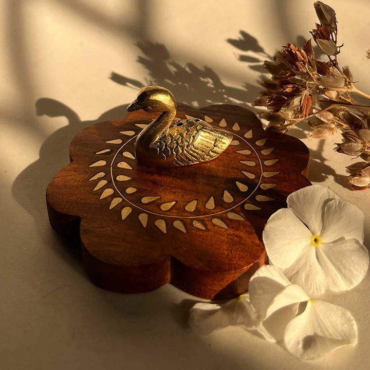 Handmade Swan Design Brass Incense Stick Holder