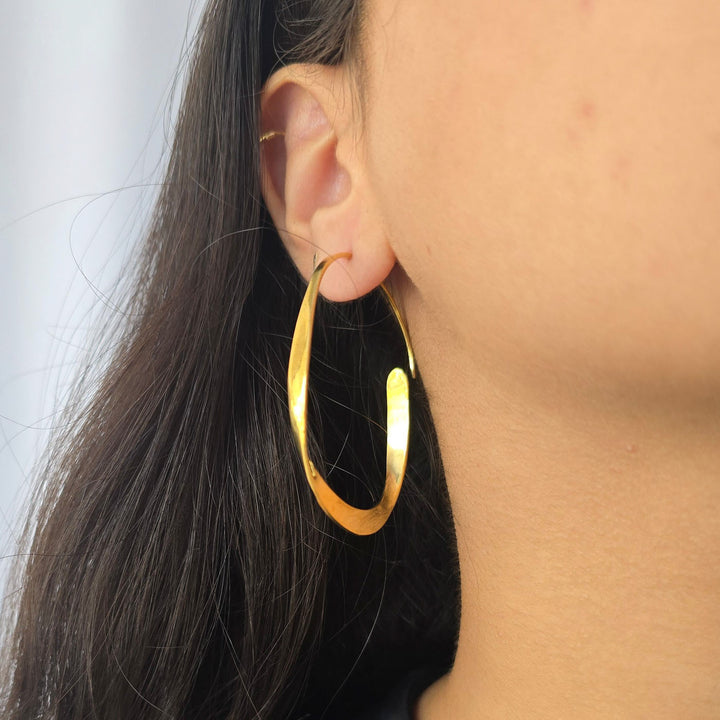 Handmade Abigail Hoops Brass Earrings