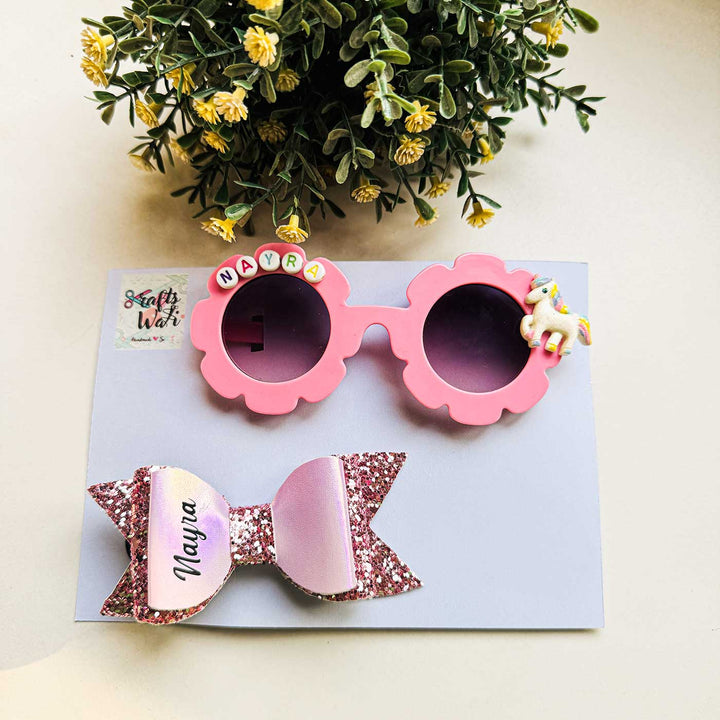 Personalized Kids Sunglasses & Hair Clip | Set Of 2