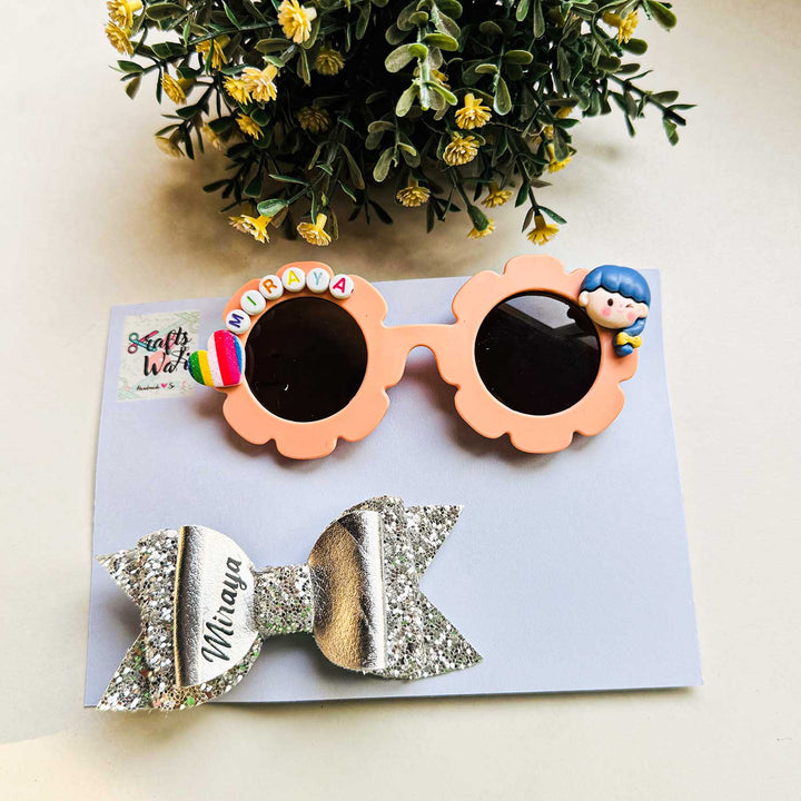 Personalized Kids Sunglasses & Hair Clip | Set Of 2