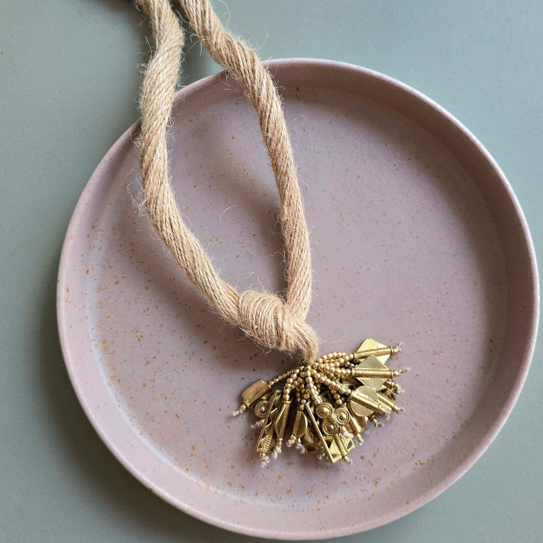 Handmade Adrika Jute And Brass Long Necklace