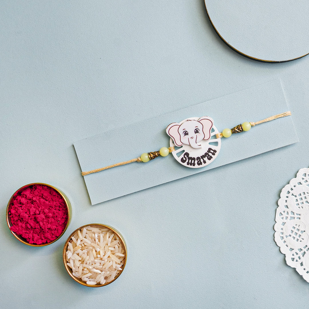 Personalized Handmade Animal Acrylic Rakhi With Roli Chawal - Packaged with Ritual Items (8)