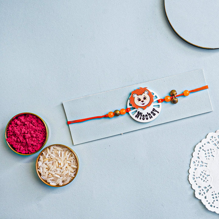 Personalized Handmade Animal Acrylic Rakhi With Roli Chawal - Packaged with Ritual Items