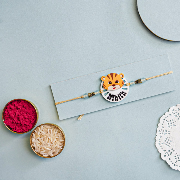 Personalized Handmade Animal Acrylic Rakhi With Roli Chawal - Packaged with Ritual Items (4)