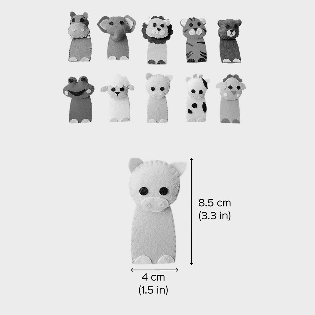 Handmade Animal Theme Felt Finger Puppet | Set Of 10