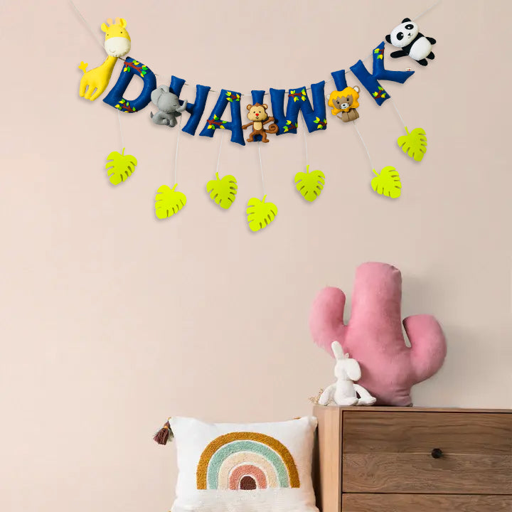 Handcrafted Personalized Animal Themed Bunting For Kids - Hanging Wall Decoration Display