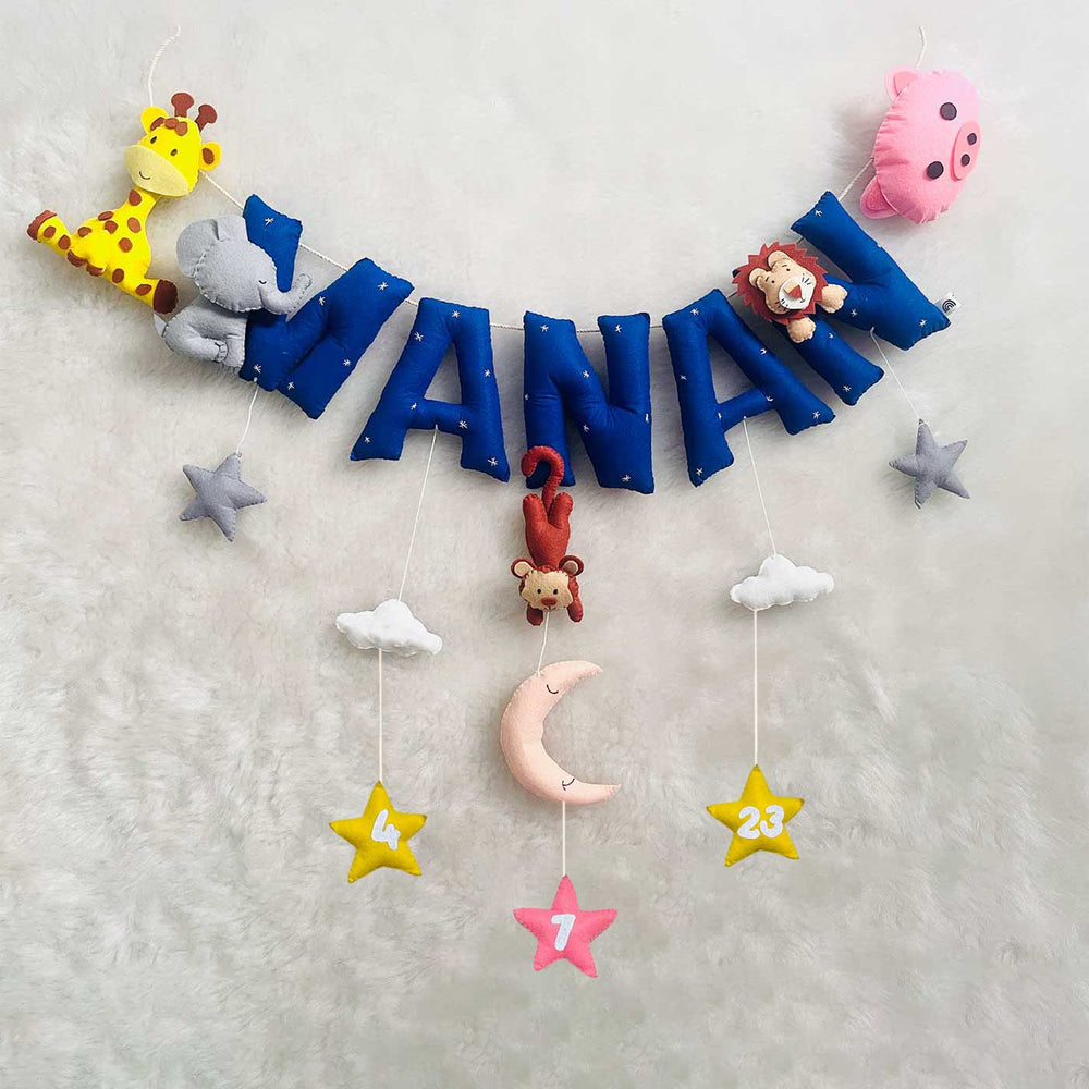 Handcrafted Personalized Animal Kingdom Bunting For Kids - Hanging Name Garland with Numbers