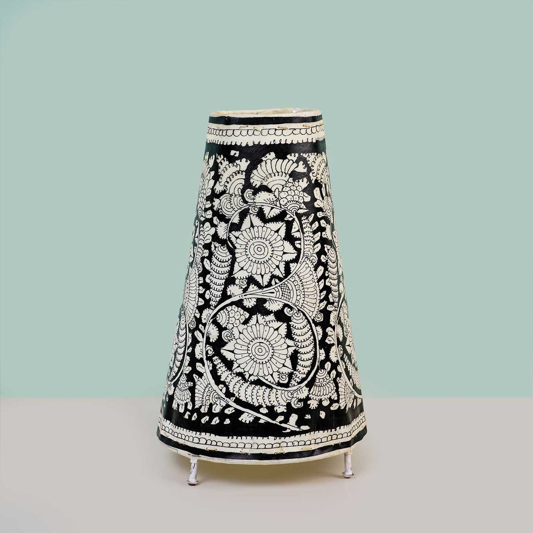 13 inch | Medium Hand Painted Tholu Bommalata Tabletop Lamp