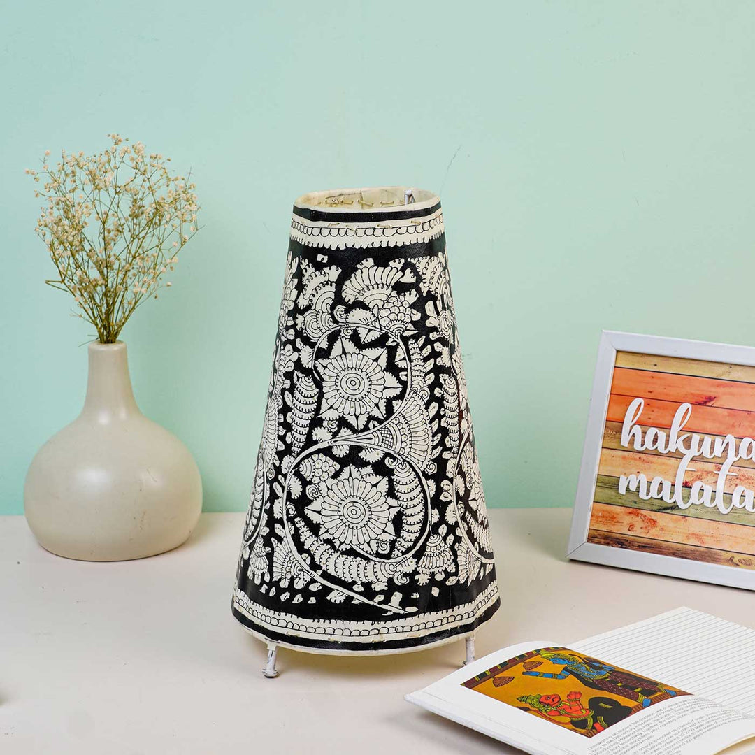 13 inch | Medium Hand Painted Tholu Bommalata Tabletop Lamp