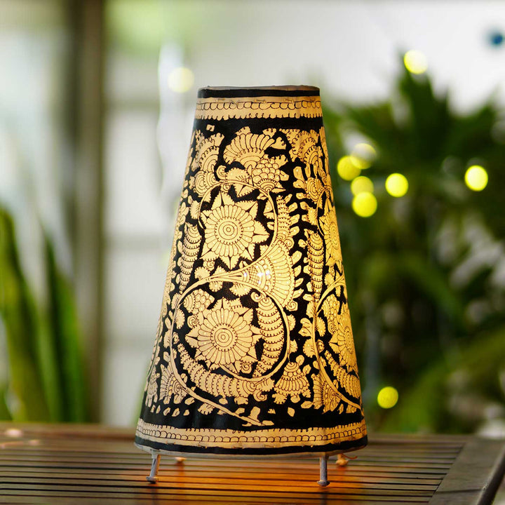 13 inch | Medium Hand Painted Tholu Bommalata Tabletop Lamp