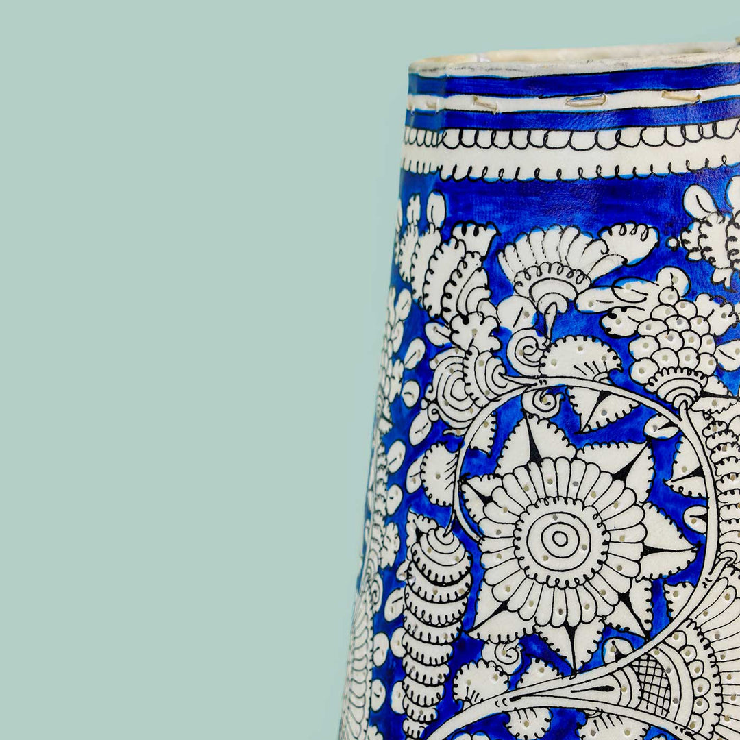 13 inch | Medium Hand Painted Tholu Bommalata Tabletop Lamp