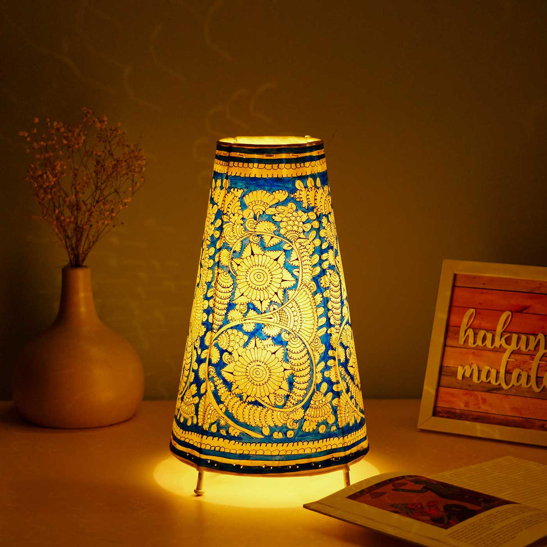 13 inch | Medium Hand Painted Tholu Bommalata Tabletop Lamp