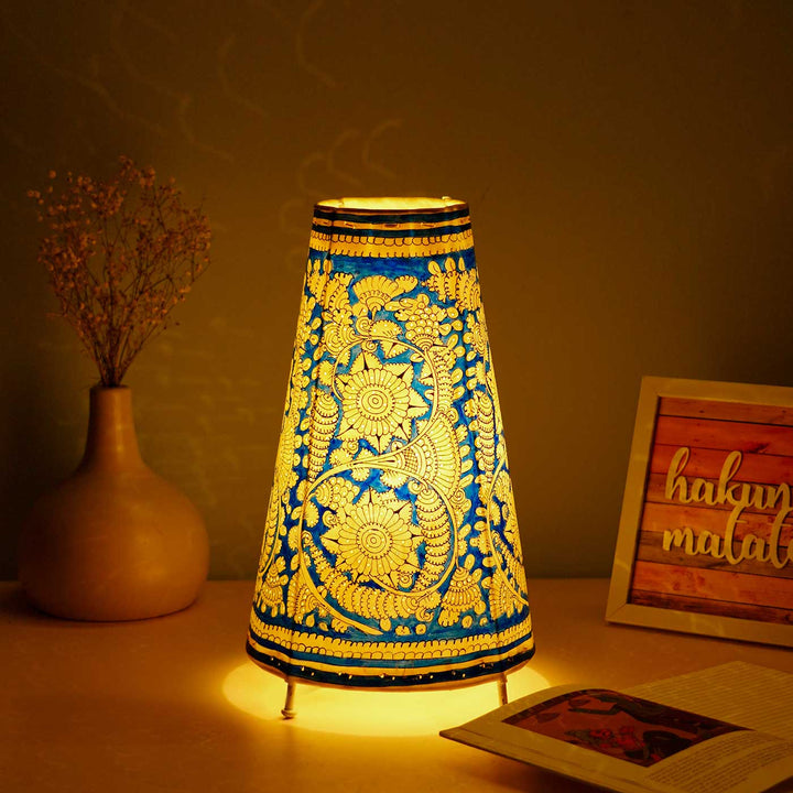 13 inch | Medium Hand Painted Tholu Bommalata Tabletop Lamp