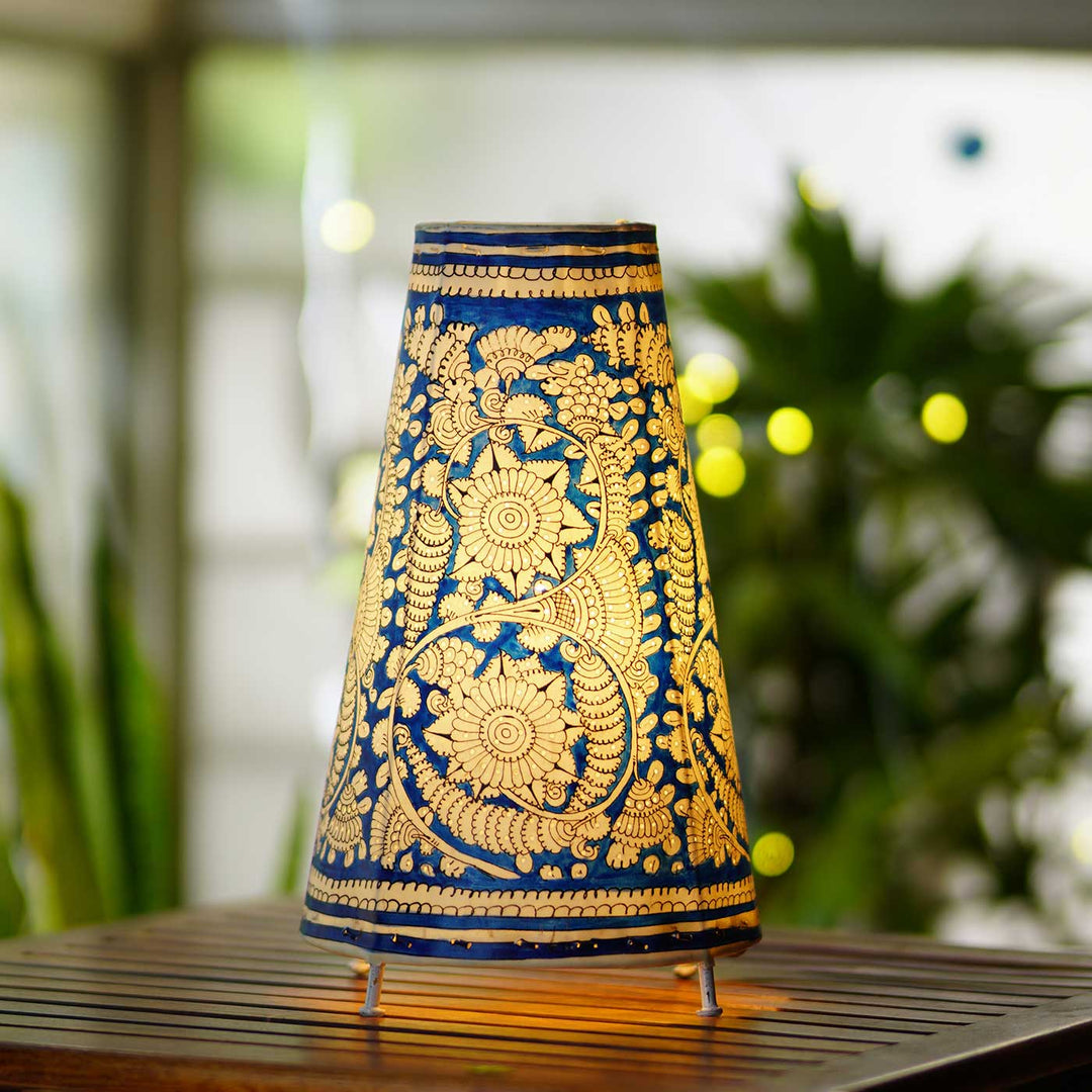 13 inch | Medium Hand Painted Tholu Bommalata Tabletop Lamp