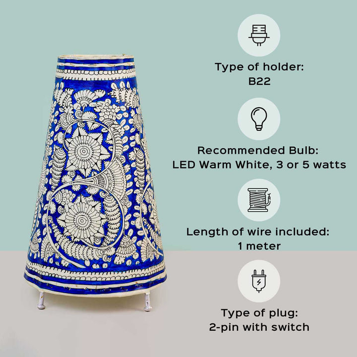 13 inch | Medium Hand Painted Tholu Bommalata Tabletop Lamp