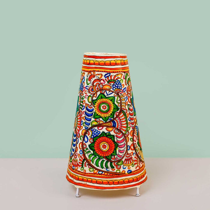 13 inch | Medium Hand Painted Tholu Bommalata Tabletop Lamp