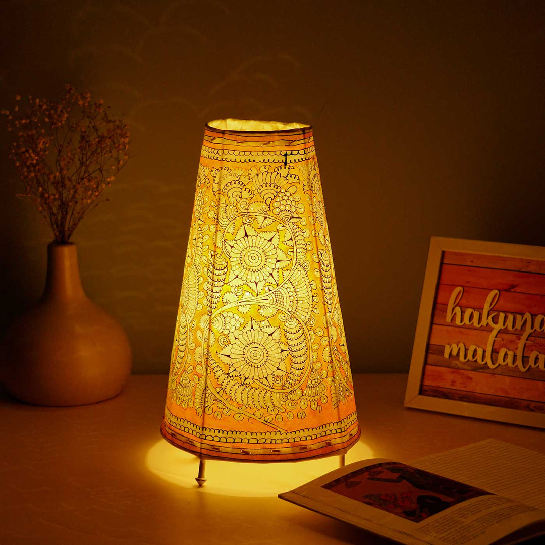 13 inch | Medium Hand Painted Tholu Bommalata Tabletop Lamp