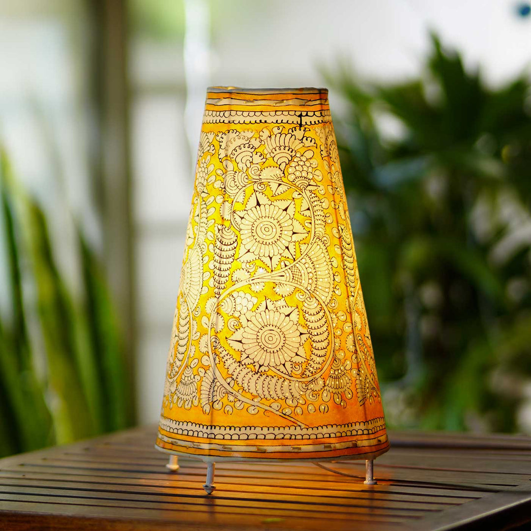 13 inch | Medium Hand Painted Tholu Bommalata Tabletop Lamp